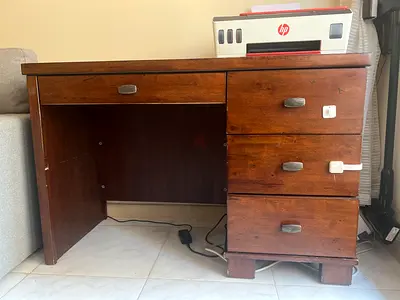 Solid Wooden Study Table with Drawers