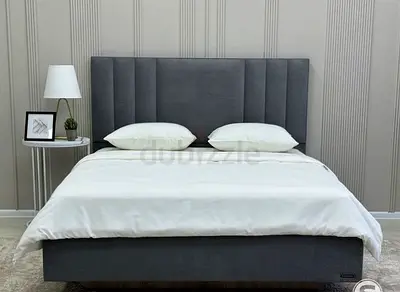 Brand New Modern Grey Upholstered Bed