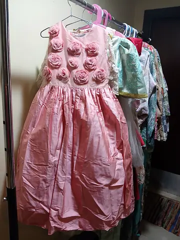 Beautiful Pink Dress with Floral Accents