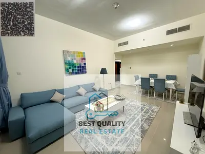 Furnished 2-bedroom apartment for monthly rent on Ajman Corniche, first tenant, very clean furniture, full sea view, all bills and parking included