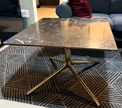 Elegant Marble Coffee Table with Gold Base