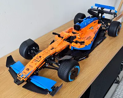 Assembled lego Mclaren formula 1 team 2022 with box and instruction