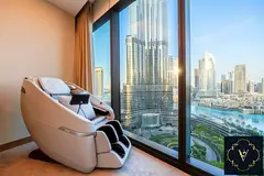 luxurious full Burj khalifa view &amp; fountain with massage chair , HOTEL SERVICE