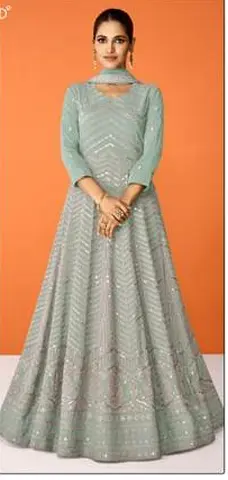Elegant Mint Green Anarkali Dress