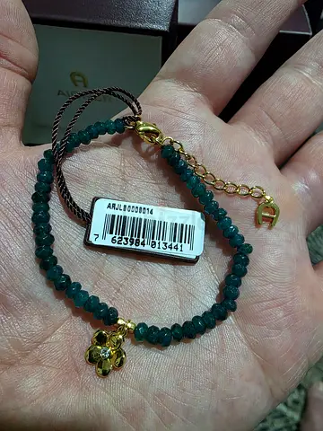 AIGNER Green Beaded Female Bracelet with Floral Charm