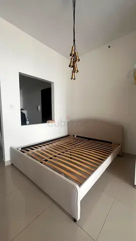 IKEA KING SIZE Elegant Modern Bed Frame with Slatted Base and mattress.