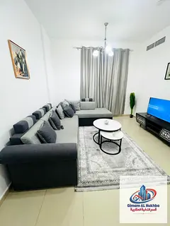 For monthly rent: One bedroom and living room in Al Khan. Spacious, strategic location with excellen