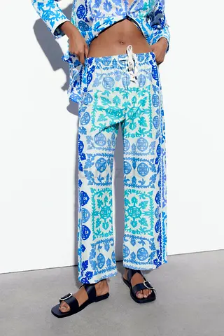 Cute Zara Printed Poplin Pants