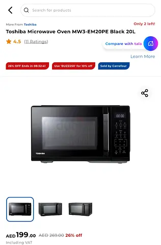 Toshiba Microwave Oven MW3-EM20PE Black 20L