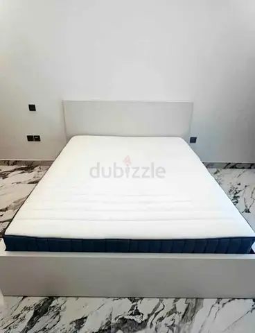 IKEA malam queen‑size bed (160 × 200 cm) with 2 storage drawers underneath and an IKEA mattress ✨