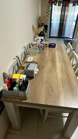 Spacious Wooden Dining Table with 6 Chairs