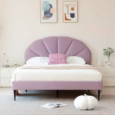 Seashell headboard twin purple velvet bed