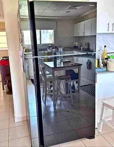 Hitachi black glass refrigerator