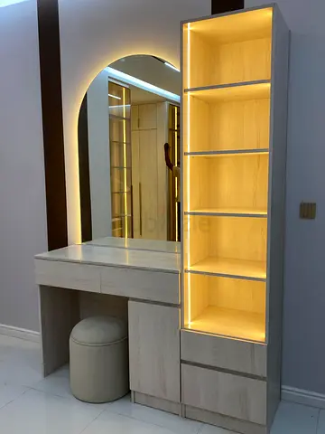 Modern Dressing Table with Illuminated Shelves