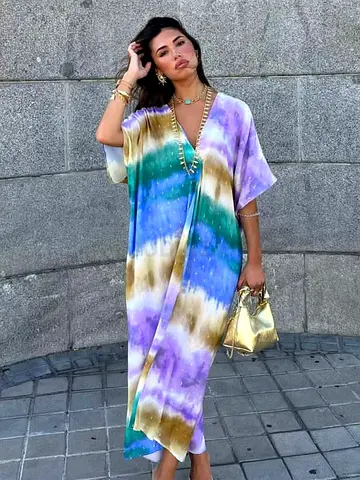 Zara Kaftan Tunic in Tie-Dye Effect