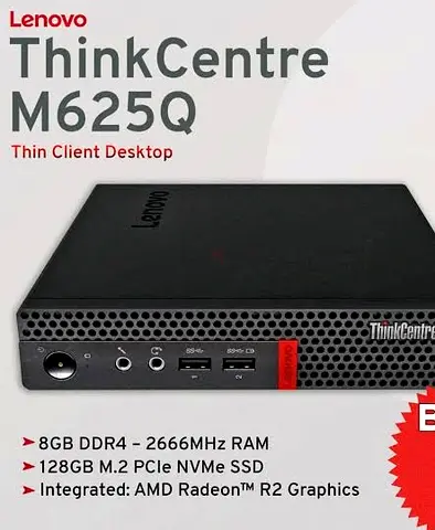 Brand New Box Packed•Lenovo ThinkCentre M625Q AMD G7 Tiny Business•E2-9000e 4GB / 32 GB SSD