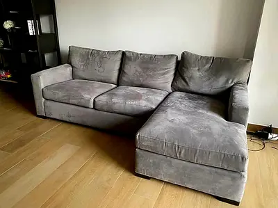 Crate and Barrel axis feather filled sectional sofa