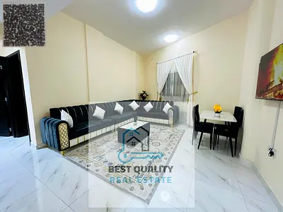 Furnished 2-bedroom apartment for monthly rent in Ajman Corniche, prime tourist location near Al Safeena Roundabout behind Thimar Al Bahar Restaurant,