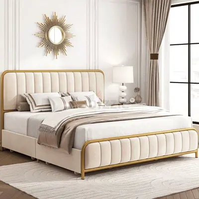 Elegant Cream Bed Frame with Modern Design