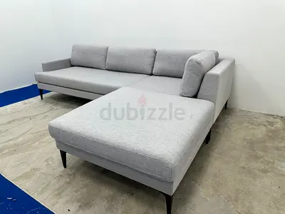 West elm grey color sofa with footstool