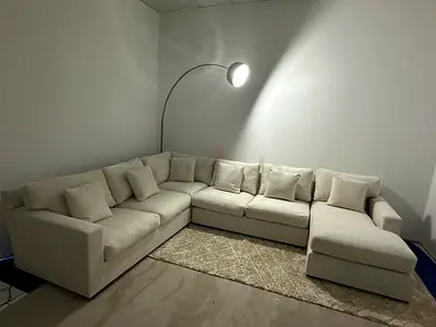 Cratebarrel beige color Ushape sofa