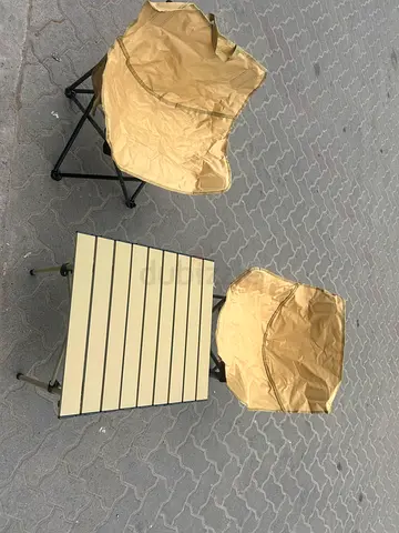 New Folding Table and Chair Set, Foldable Camping Table Set with 2 Chairs for BBQ, Picnic
