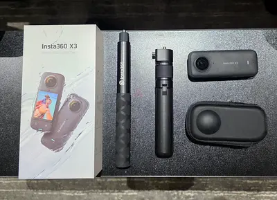 Insta360 X3 with invisible selfie stick and bullet handle