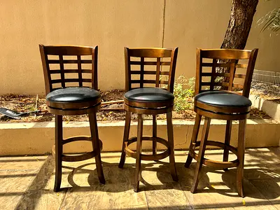 Set of 3 Wooden Barstools