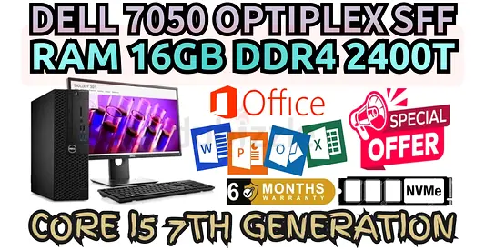 DELL OPTIPLEX 7050 SFF RAM 16GB DDR4 INTEL CORE I5 7TH GENERATION SSD DRIVE 256GB NVME M2 (FULLSET)
