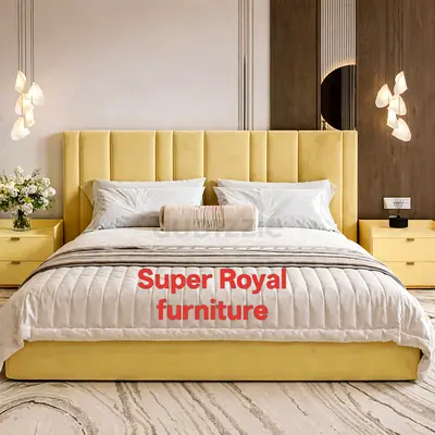 Stylish Yellow  Brand New Queen size bed storage including medical mattress good quality Queen bed