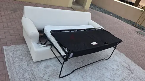 Beige 2__Seater sofa bed with mattress
