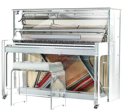 Steiner HU-125A Crystal Upright Piano - White