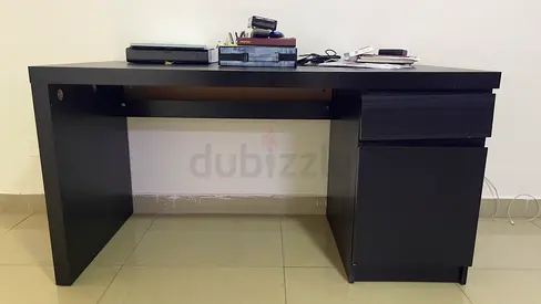 Modern Black Study Table with Drawer