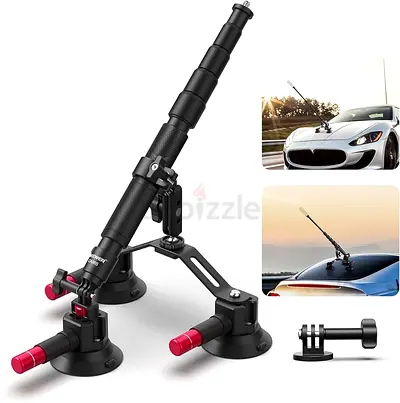 NEEWER Triple Suction Cup Car Mount Kit with 2in1 Extension Pole/Selfie Stick