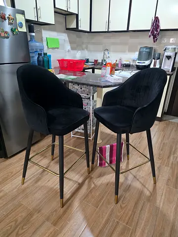 Elegant Black Velvet Bar Stool