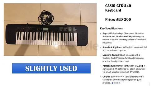 CASIO CTK-240 Keyboard for Sale