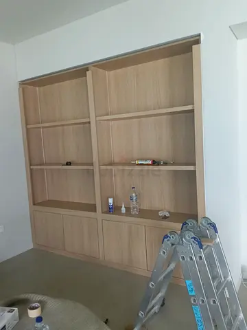 Luxury Custom Bookshelf with LED Lighting UAE | Built-In Wooden Shelving Dubai, Sharjah, Ajman