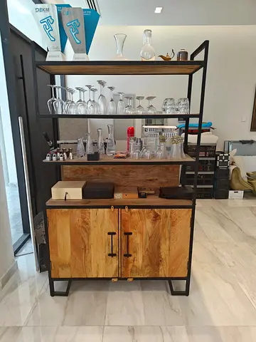 Industrial Bookshelf with Cabinet