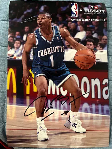 Muggsy Bogues Signed poster (some damage)  from nba district