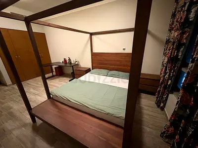 Marina Home Stunning Wooden Canopy Bed with 2 side tables