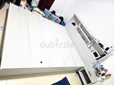 Bed frame with storage with mattress and one side table