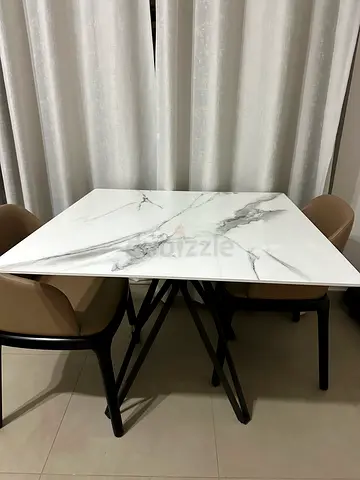 Stylish Modern Dining Table with Marble Effect Top