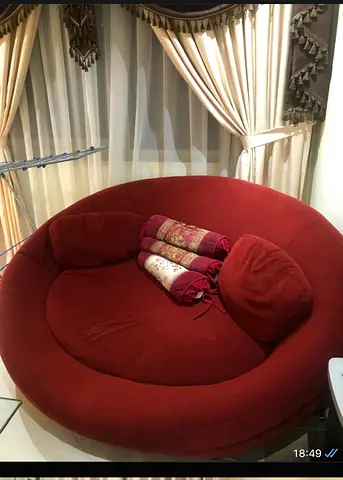 Cozy Round Red Sofa