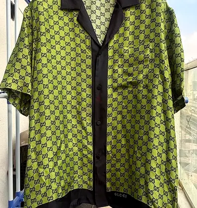 Gucci GG logo Green Silk Shirt