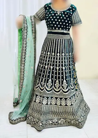 Elegant Black and Green Anarkali Dress