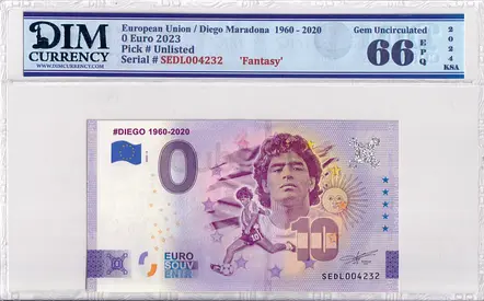 Euro Souvenir Diego maradona Banknote 2015 DIM 70 AED