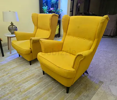 IKEA STRANDMON yellow chairs