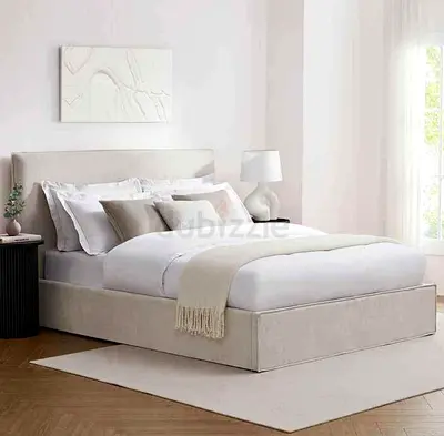 Elegant Bed with Storage and Soft Linen Finish