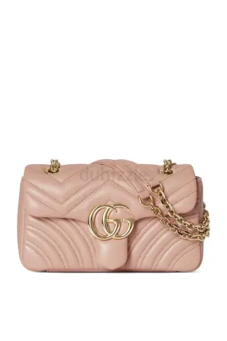 Gucci GG Marmont Small Shoulder Bag Pink Beige Leather