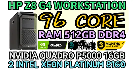 512GB RAM DDR4 HP Z8 G4 WORKSTATION NVIDIA QUADRO P5000 16GB GDDR5X DUAL INTEL XEON PLATINUM 8160